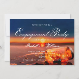 Invitación Sunset Beach Mason Jar Blue Night Engagement Party