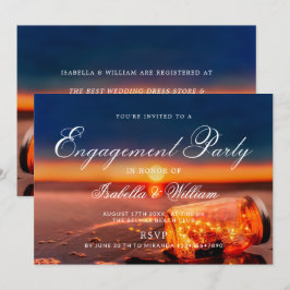 Invitación Sunset Beach Mason Jar Blue Night Engagement Party
