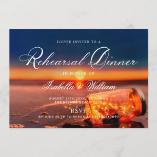 Invitación Sunset Beach Mason Jar Blue Night Ensayo Cena