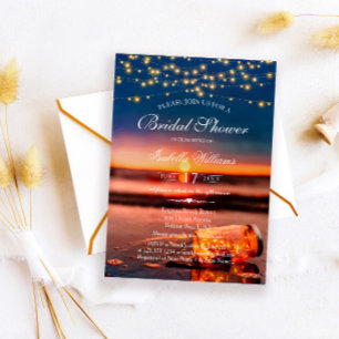 Invitación Sunset Beach Mason Jar String Luces Brillantes Duc