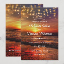 Invitación Sunset Beach String ilumina ceremonia de verano Bo