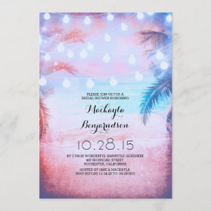 Invitación Sunset Beach & String Lights Brights Brights Showe