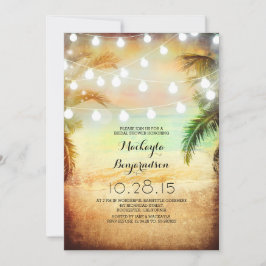 Invitación Sunset Beach & String Lights Brights Brights Showe
