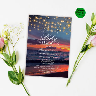 Invitación Sunset Beach String Luces de verano Baby Shower