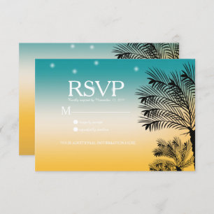 Invitación Sunset Beach Tropical Palm Trees Boda