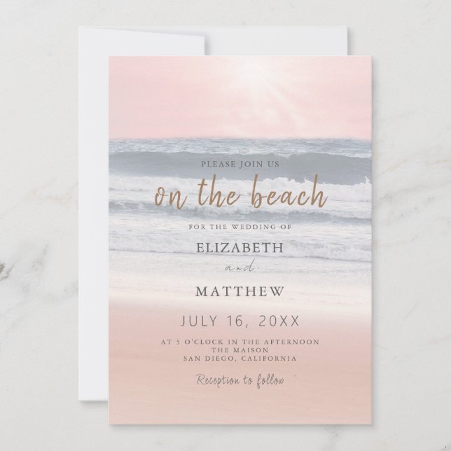 Invitación Sunset Beach Wedding | Oceanside Wedding (Anverso)