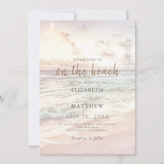 Invitación Sunset Beach Wedding | Oceanside Wedding (Anverso)