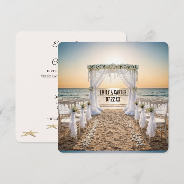 Invitación Sunset Beach Wedding With Bridal Arch (Anverso / Reverso)