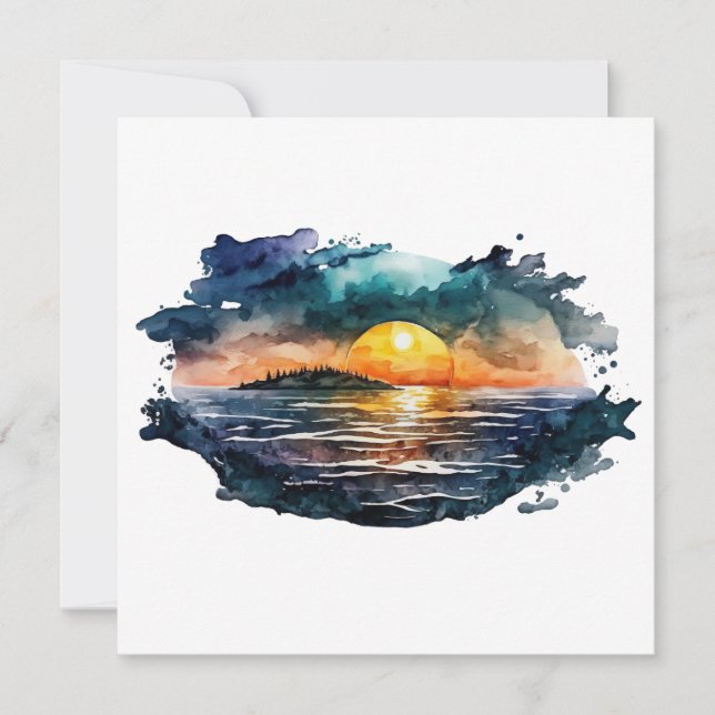 Invitación Sunset de color agua (Anverso)