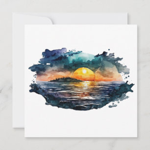 Invitación Sunset de color agua