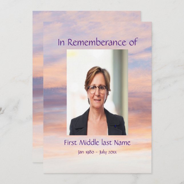 Invitación Sunset de la Noche de Servicio Conmemorativo (Anverso / Reverso)