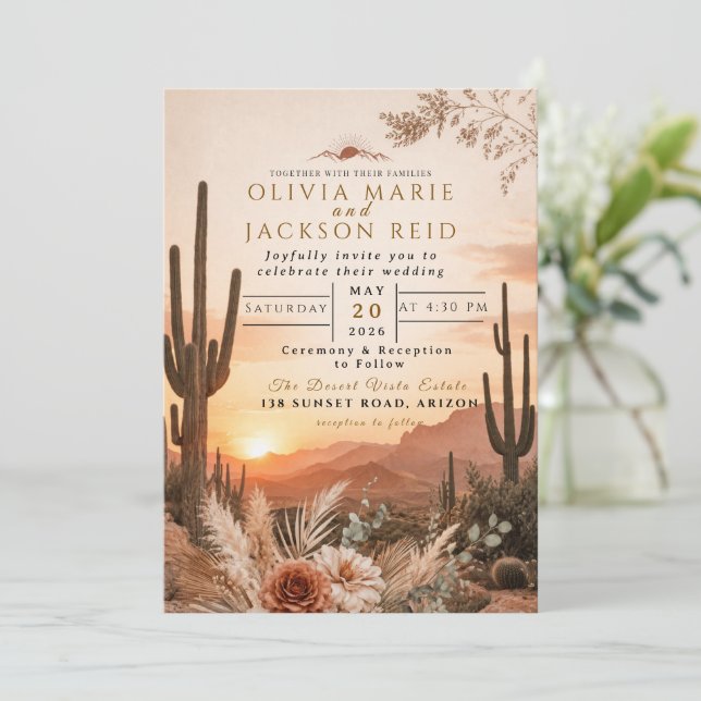 Invitación Sunset Desert Love Invitation (Anverso de pie)