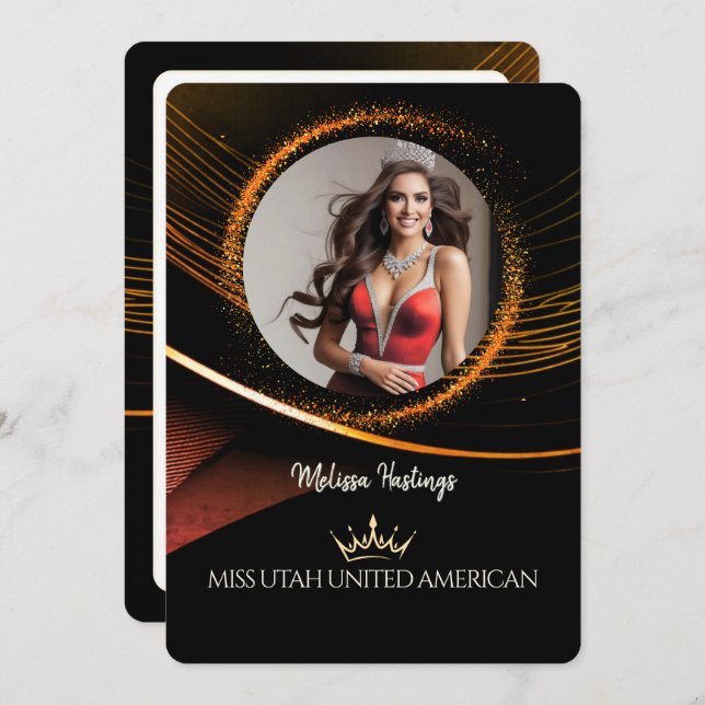 Invitación Sunset Dust Premium Pageant Promo Card (Anverso / Reverso)
