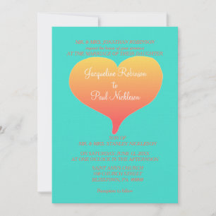 Invitación Sunset Hearts Turquoise