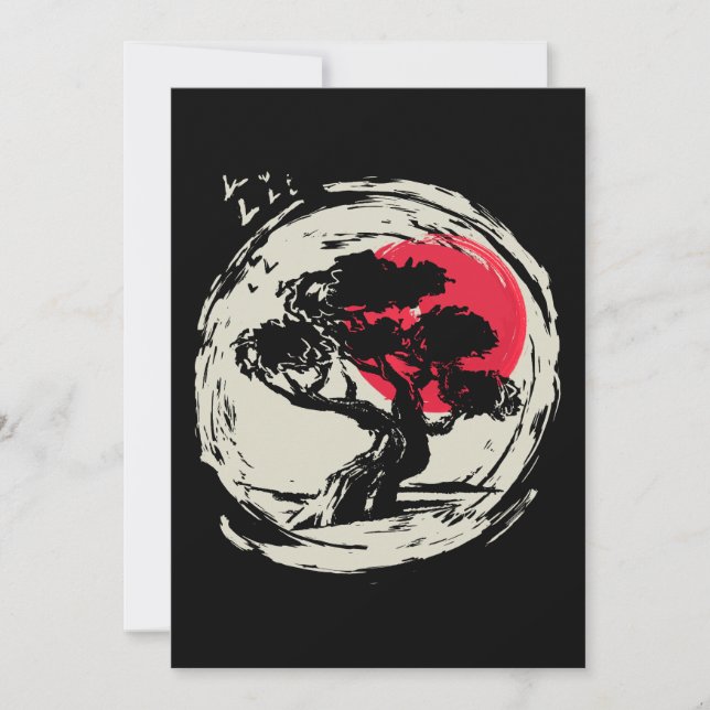 Invitación Sunset japonés de arte Bonsai (Anverso)