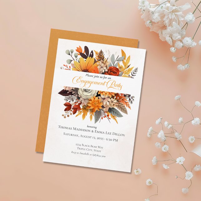 Invitación Sunset Otumn Floral Engagement Party (Subido por el creador)