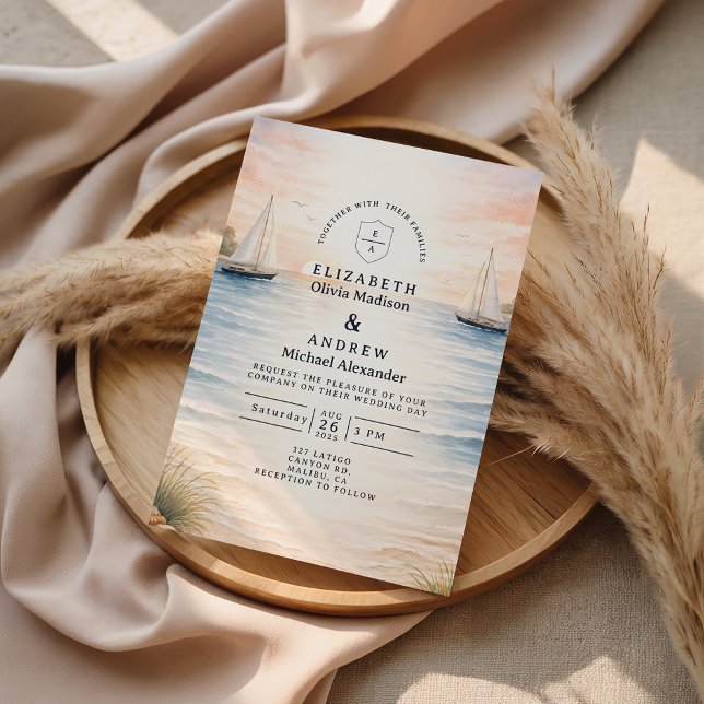 Invitación Sunset Sailboat Seaside Wedding (Subido por el creador)