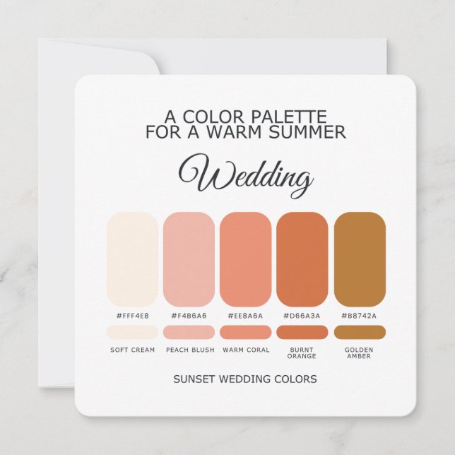 Invitación Sunset Wedding Color Palette Card (Anverso)
