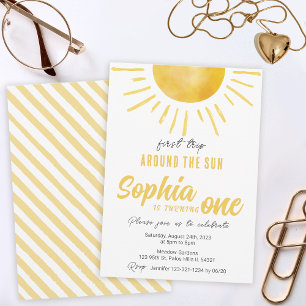 Invitación Sunshine 1er cumpleaños Primer viaje alrededor del
