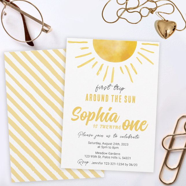 Invitación Sunshine 1er cumpleaños Primer viaje alrededor del (Subido por el creador)