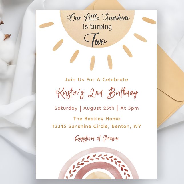 Invitación Sunshine 2 cumpleaños nuestro pequeño sol (Subido por el creador)