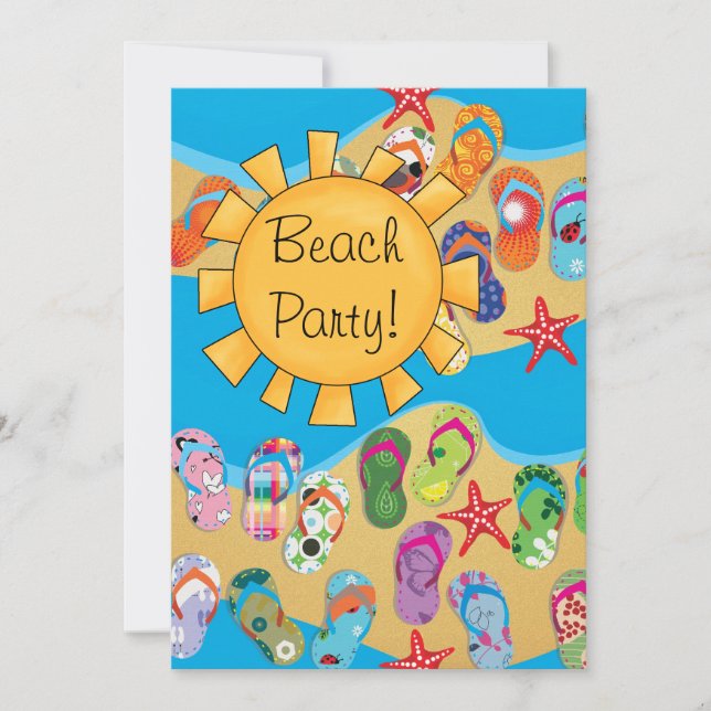 Invitación Sunshine and Flip Flops Beach Fiesta (Anverso)