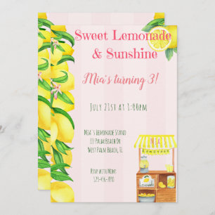 Invitación Sunshine and Sweet Lemonade Stand Chicas Cumpleaño