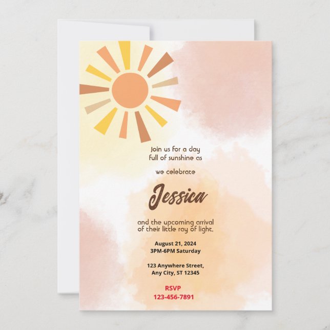 Invitación Sunshine Baby Shower (Anverso)