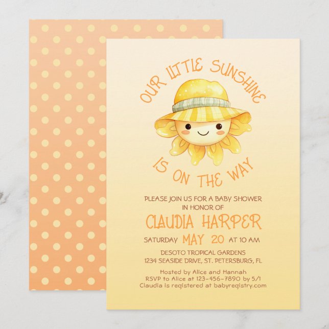 Invitación Sunshine Baby Shower (Anverso / Reverso)