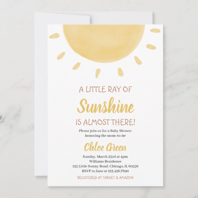 Invitación Sunshine Baby Shower (Anverso)