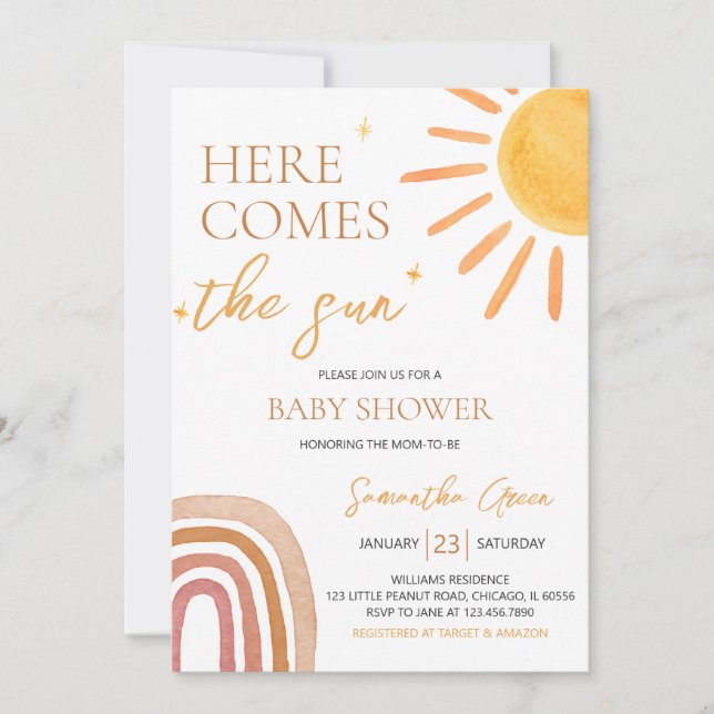 Invitación Sunshine Baby Shower (Anverso)