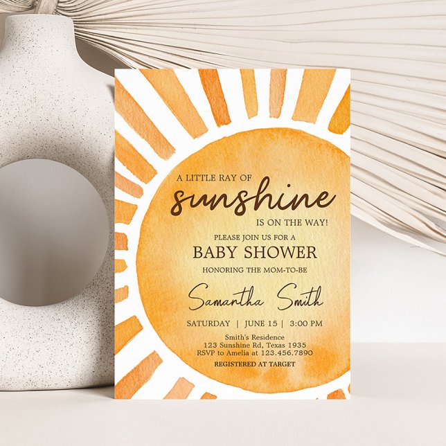 Invitación Sunshine Baby Shower (A Little Ray of Sunshine Baby Shower Invitation)