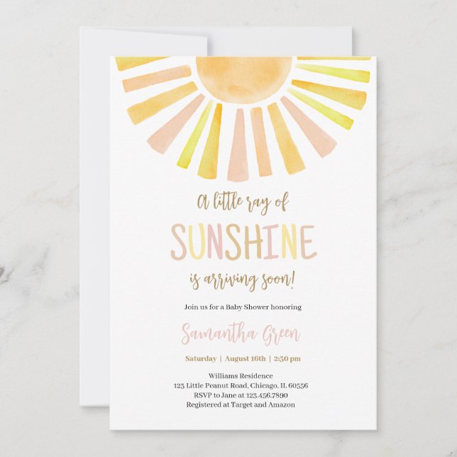 Invitación Sunshine Baby Shower (Anverso)