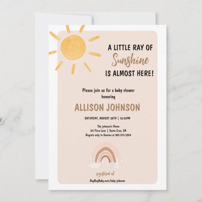 Invitación Sunshine Baby Shower (Anverso)