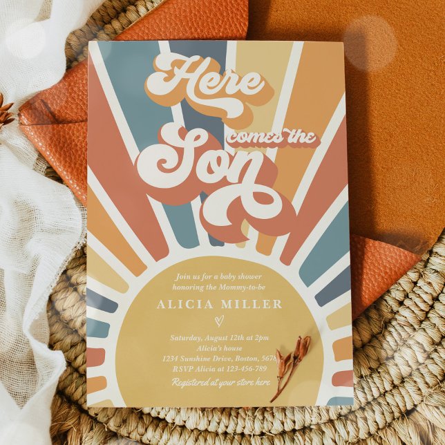 Invitación Sunshine Baby Shower aquí llega el hijo de los ton (Subido por el creador)