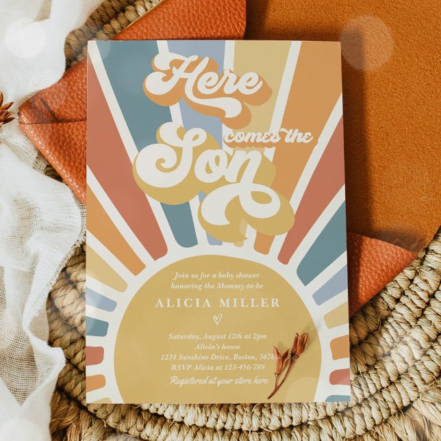 Invitación Sunshine Baby Shower aquí llega el hijo de los ton (Subido por el creador)