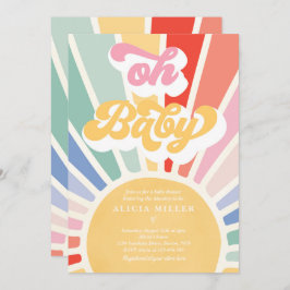 Invitación Sunshine Baby Shower Boho Retro Rainbow Sunshine