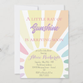 Invitación Sunshine Baby Shower Boho Retro Rosa Baby Shower