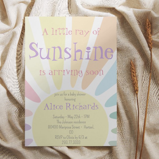 Invitación Sunshine Baby Shower Boho Retro Rosa Baby Shower (Subido por el creador)