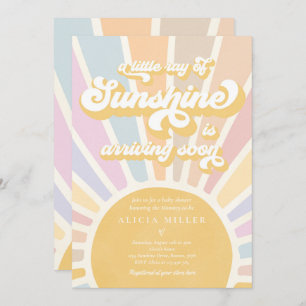 Invitación Sunshine Baby Shower Boho Retro Rosa Sunshine