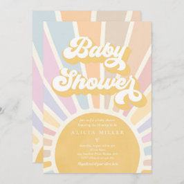 Invitación Sunshine Baby Shower Boho Retro Rosa Sunshine