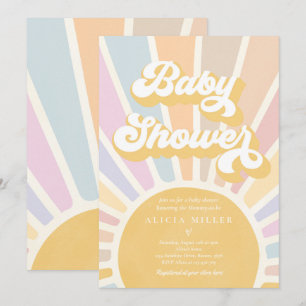 Invitación Sunshine Baby Shower Boho Retro Rosa Sunshine