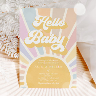 Invitación Sunshine Baby Shower Boho Retro Rosa Sunshine