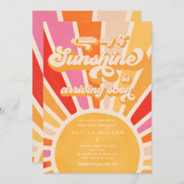 Invitación Sunshine Baby Shower Boho Retro Rosa Sunshine