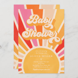 Invitación Sunshine Baby Shower Boho Retro Rosa Sunshine
