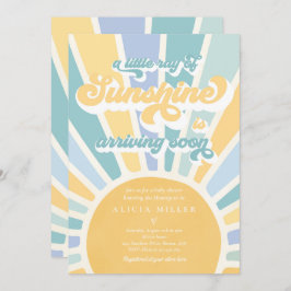 Invitación Sunshine Baby Shower Boho Retro Yellow Sunshine