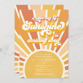 Invitación Sunshine Baby Shower Boho Retro Yellow Sunshine