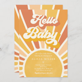 Invitación Sunshine Baby Shower Boho Retro Yellow Sunshine