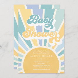Invitación Sunshine Baby Shower Boho Retro Yellow Sunshine