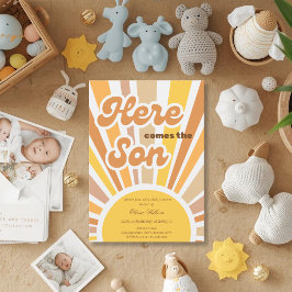 Invitación Sunshine Baby Shower Boho Retro Yellow Sunshine